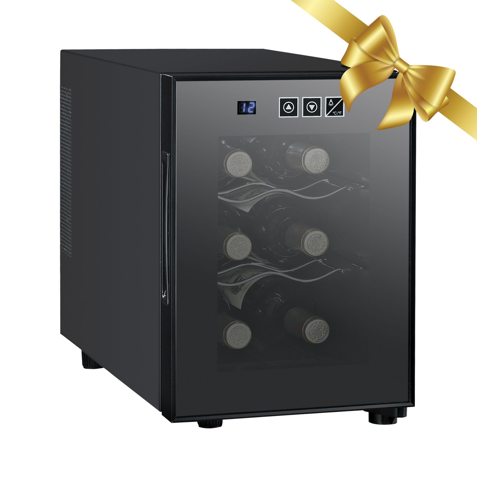 Koolatron 6 Bottle Wine Fridge – Freestanding Wine Cooler with Glass Door 0.6 cu ft (16 L)