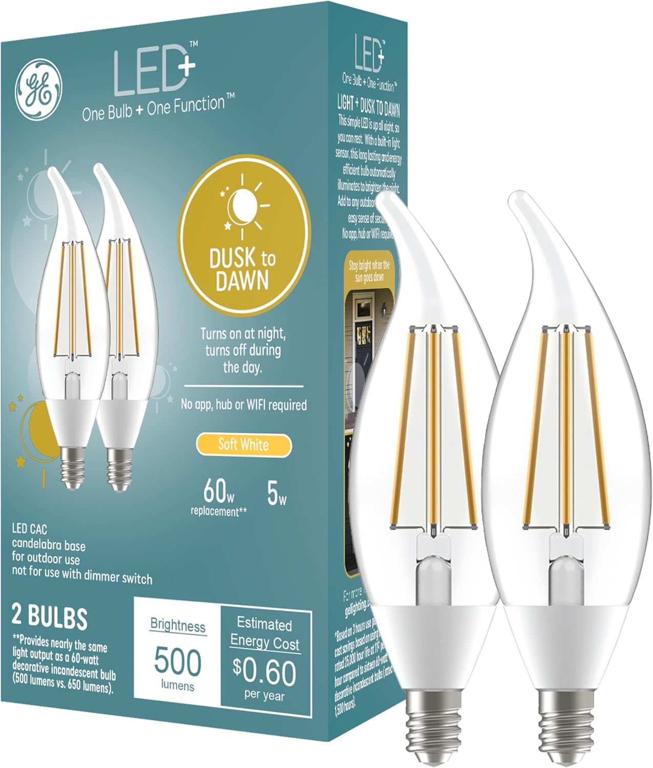 GE LED+ CA11 Dusk to Dawn LED Light Bulbs