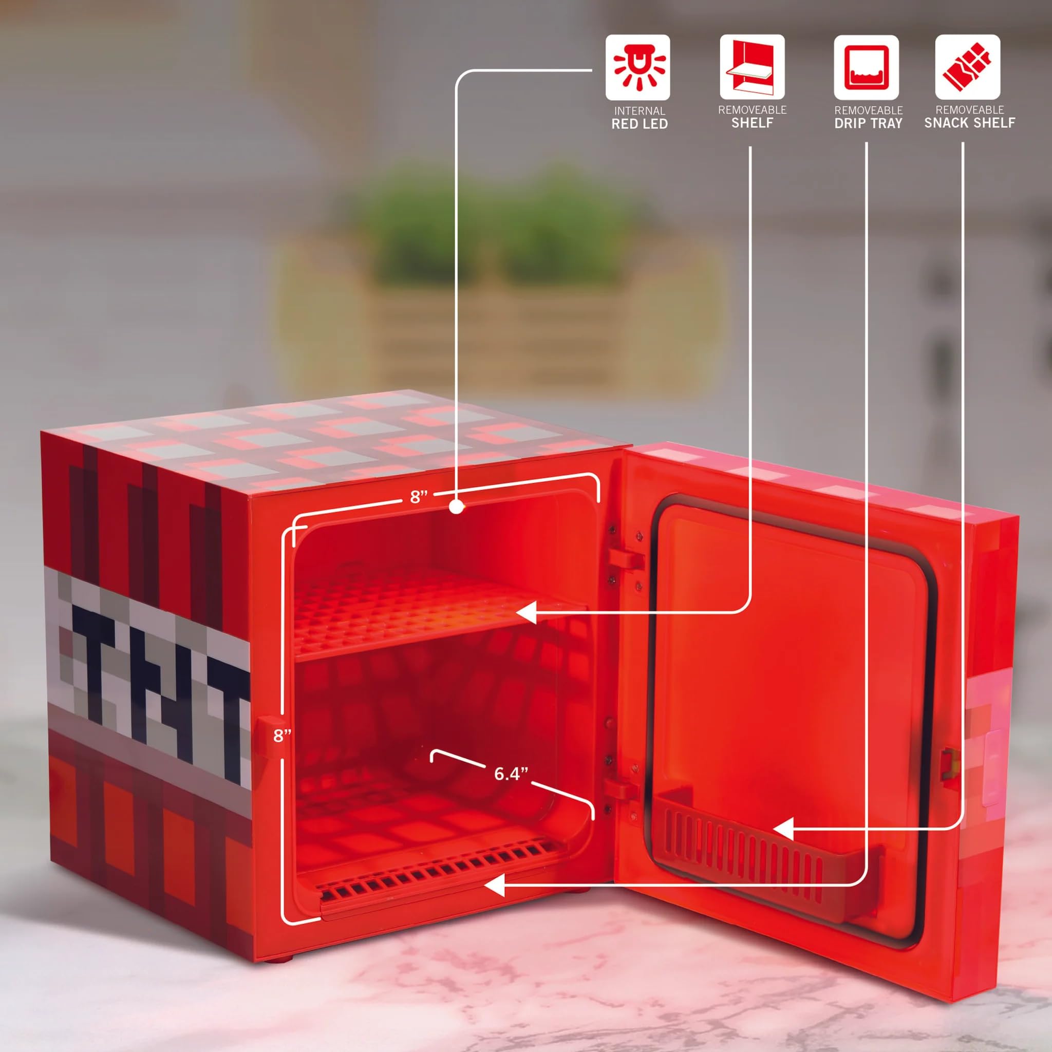 Minecraft Mini Refridgerator TNT Block 9 Can Fridge