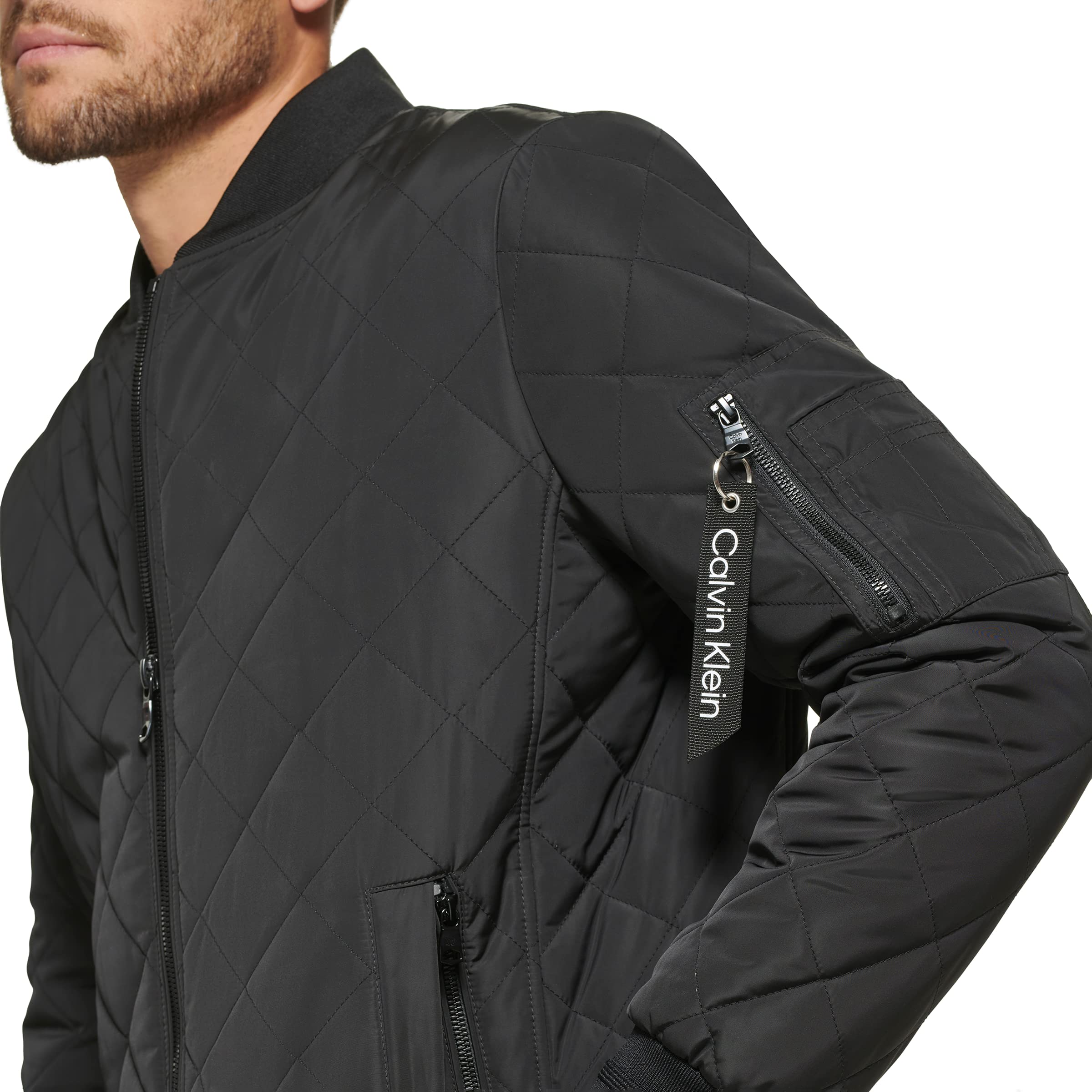 Calvin Klein Men's Quilted Zipper Detail Flight Jacket