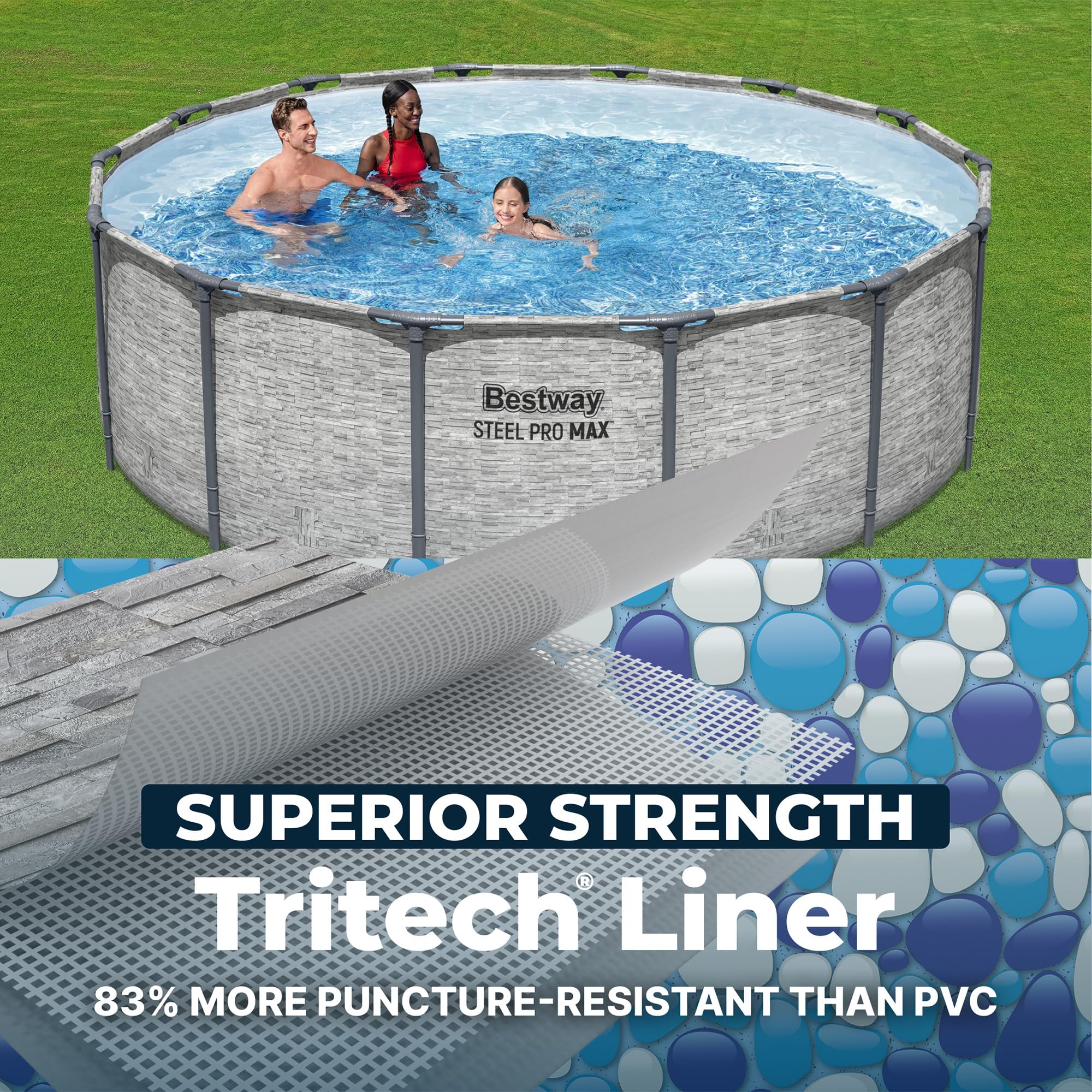 Bestway Steel Pro MAX Metal Frame Above Ground Outdoor Backyard Swimming Pool Set
