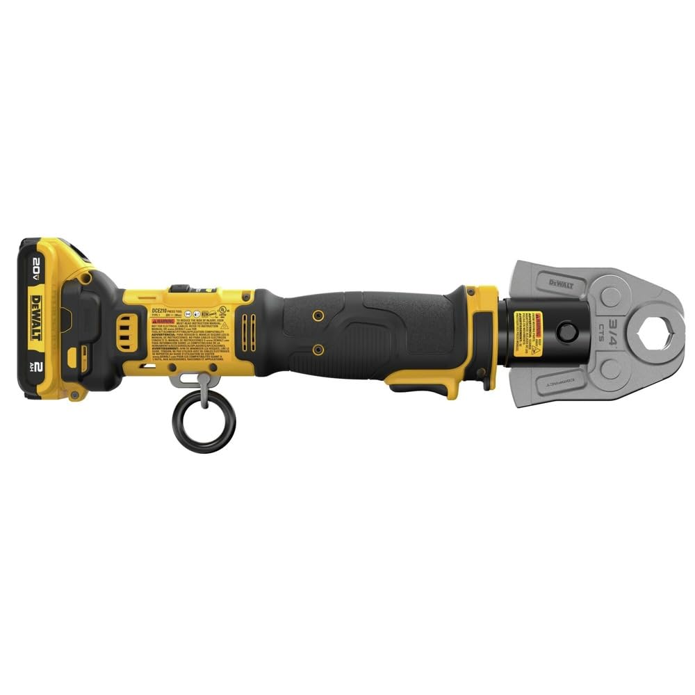 DEWALT 20V MAX Compact Press Tool Kit with CTS Jaws, 1/2-1-1/4 Inch 2 Batteries and Charger Included (DCE210D2K)