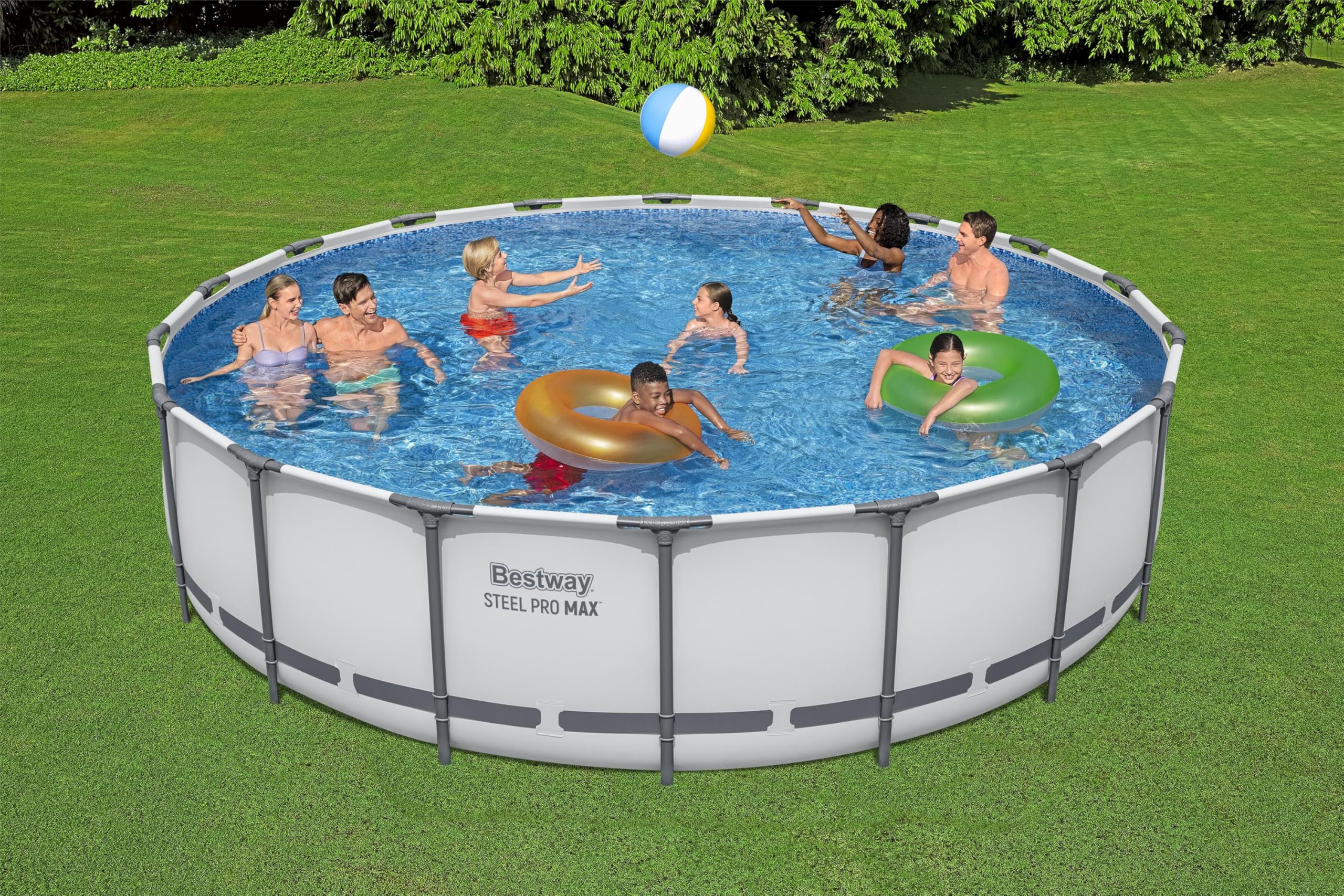 Bestway Steel Pro MAX Metal Frame Above Ground Outdoor Backyard Swimming Pool Set