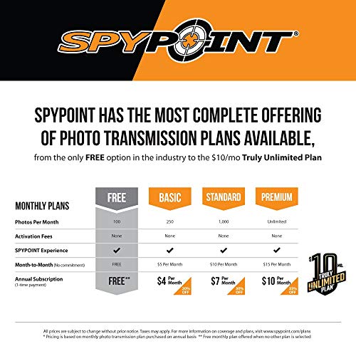 SPYPOINT LINK-MICRO-LTE Trail Camera-4 LED Infrared Flash with 80'f Detection and Motion Sensor,LTECapable Cellular Game Camera 10MP 0.5sec Trigger Speed,Cell Cameras for Hunting-For USA only