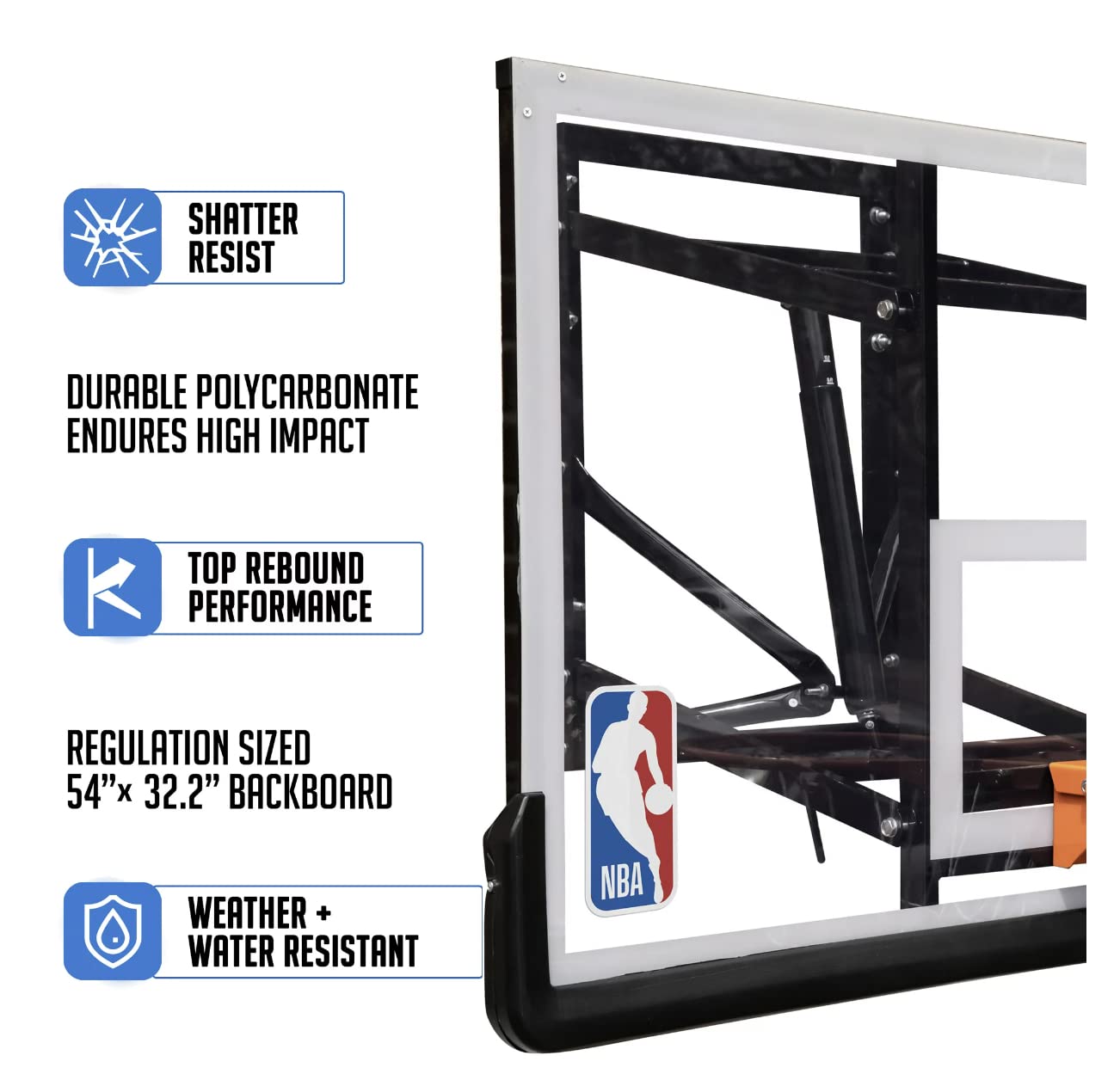 54-Inch Wall Mounted Backboard and Rim Combo with Polycarbonate Backboard Adjustable Height