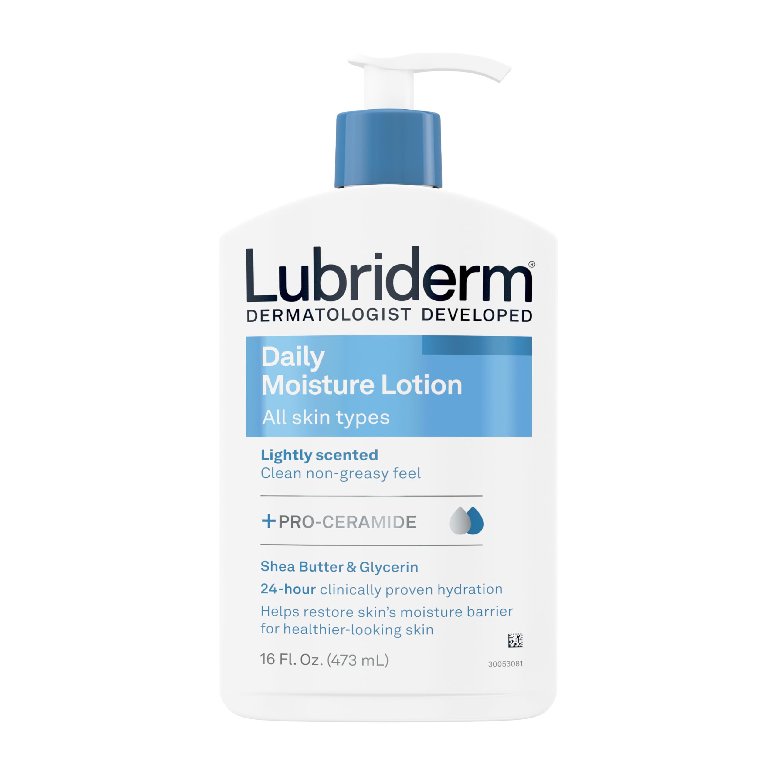 Lubriderm Daily Moisture Lotion + Pro-Ceramide with Shea Butter & Glycerin Helps Moisturize Dry Skin, Hydrating Face, Hand & Body Lotion is Lightly Scented & Non-Greasy, 16 fl. oz (Pack of 6)