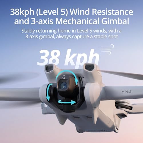 DJI Mini 3 - Lightweight and Foldable Mini Camera Drone with 4K HDR Video, 38-min Flight Time, True Vertical Shooting, and Intelligent Features