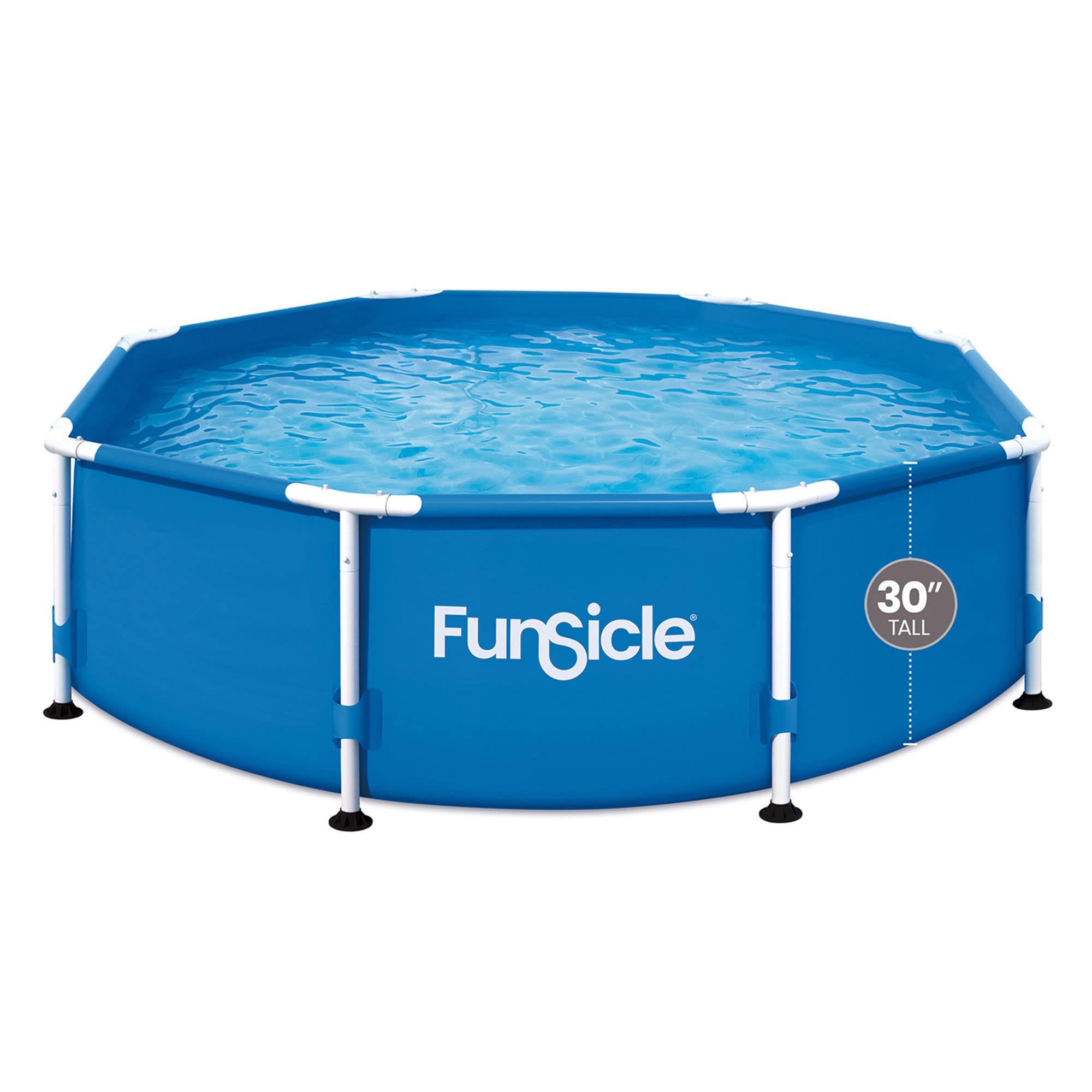 Funsicle 4 Person Outdoor Activity Metal Frame Round Above Ground Swimming Pool with SkimmerPlus Filter Pump, Blue