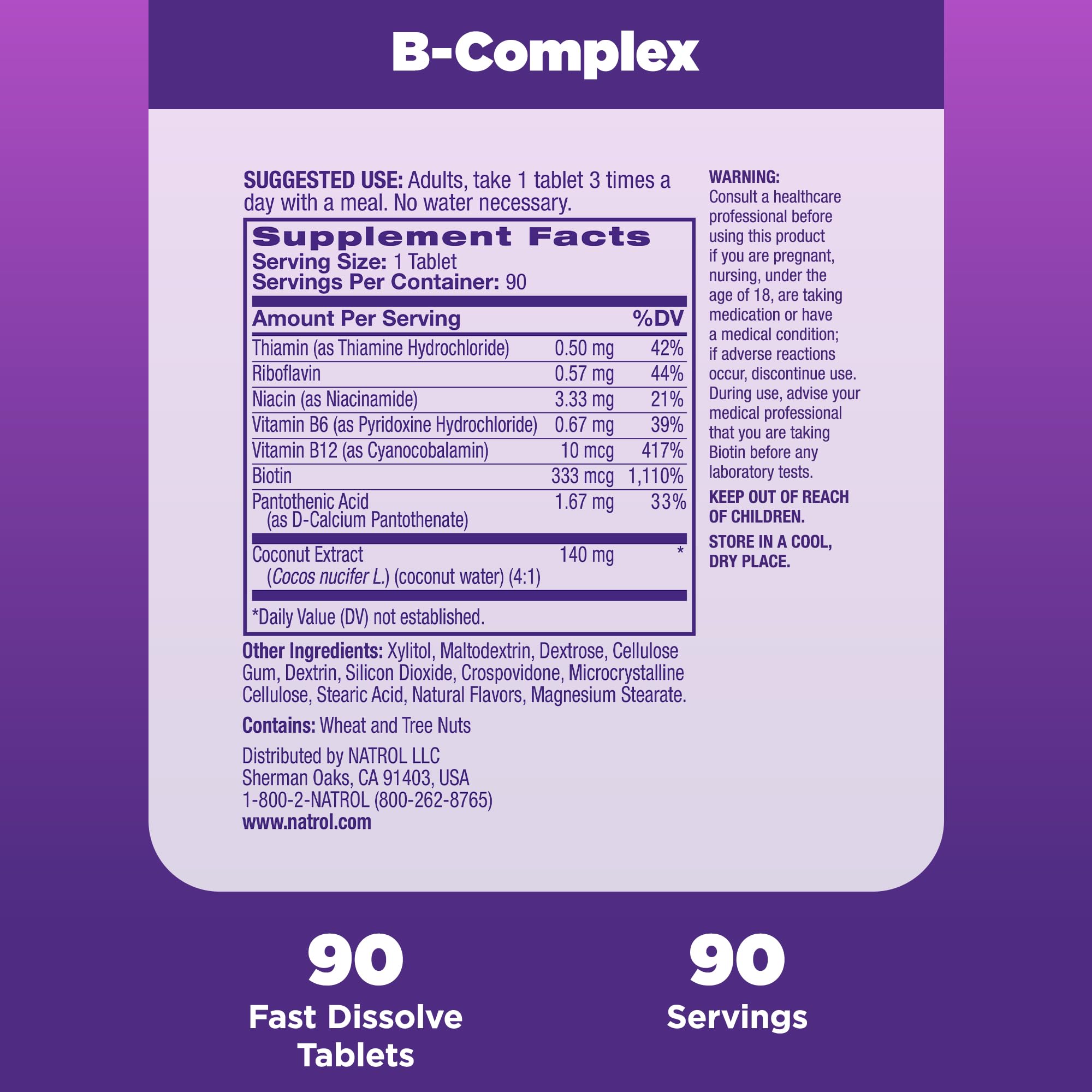 Natrol, B-Complex Fast Dissolve Tablets 90 Count