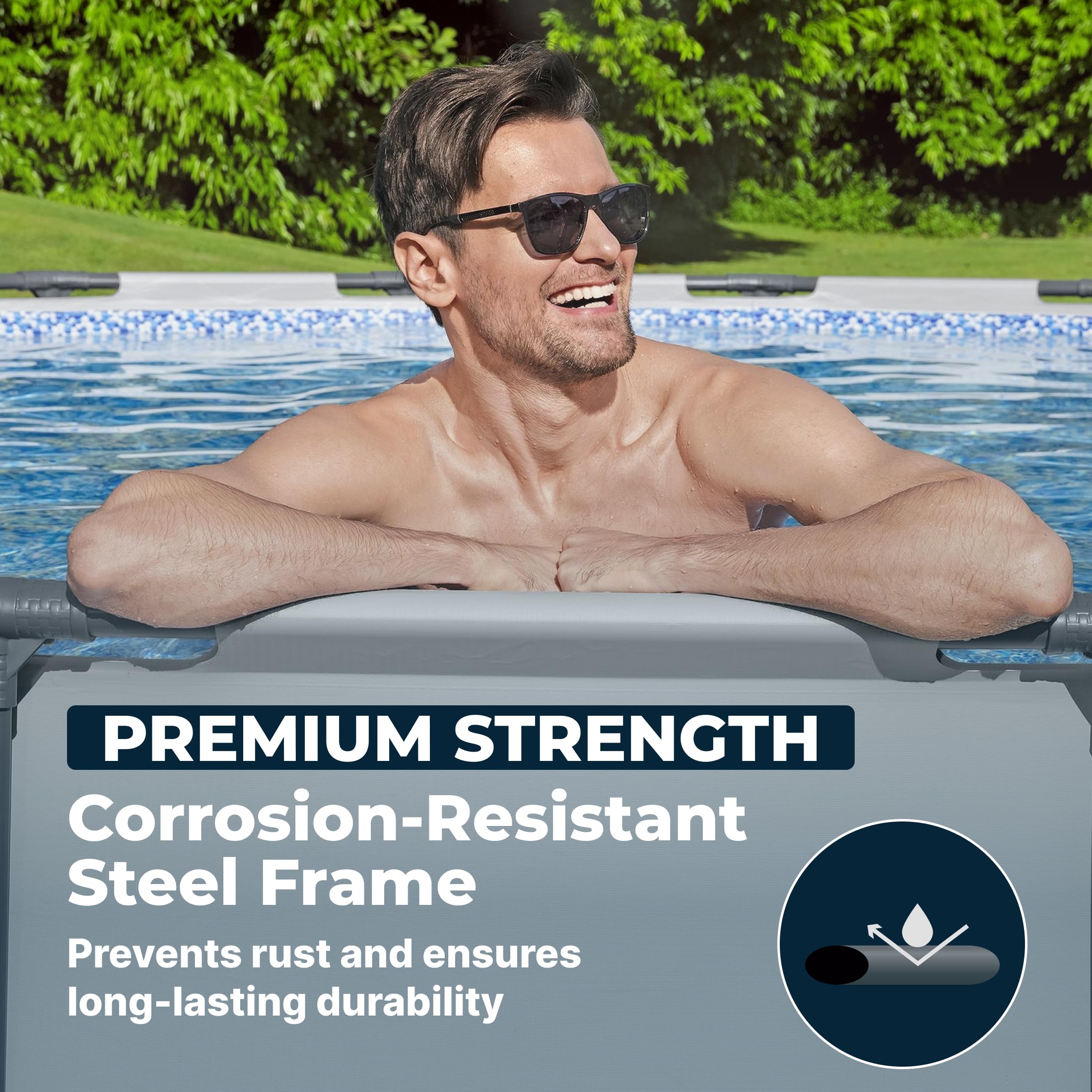 Bestway Steel Pro MAX Metal Frame Above Ground Outdoor Backyard Swimming Pool Set