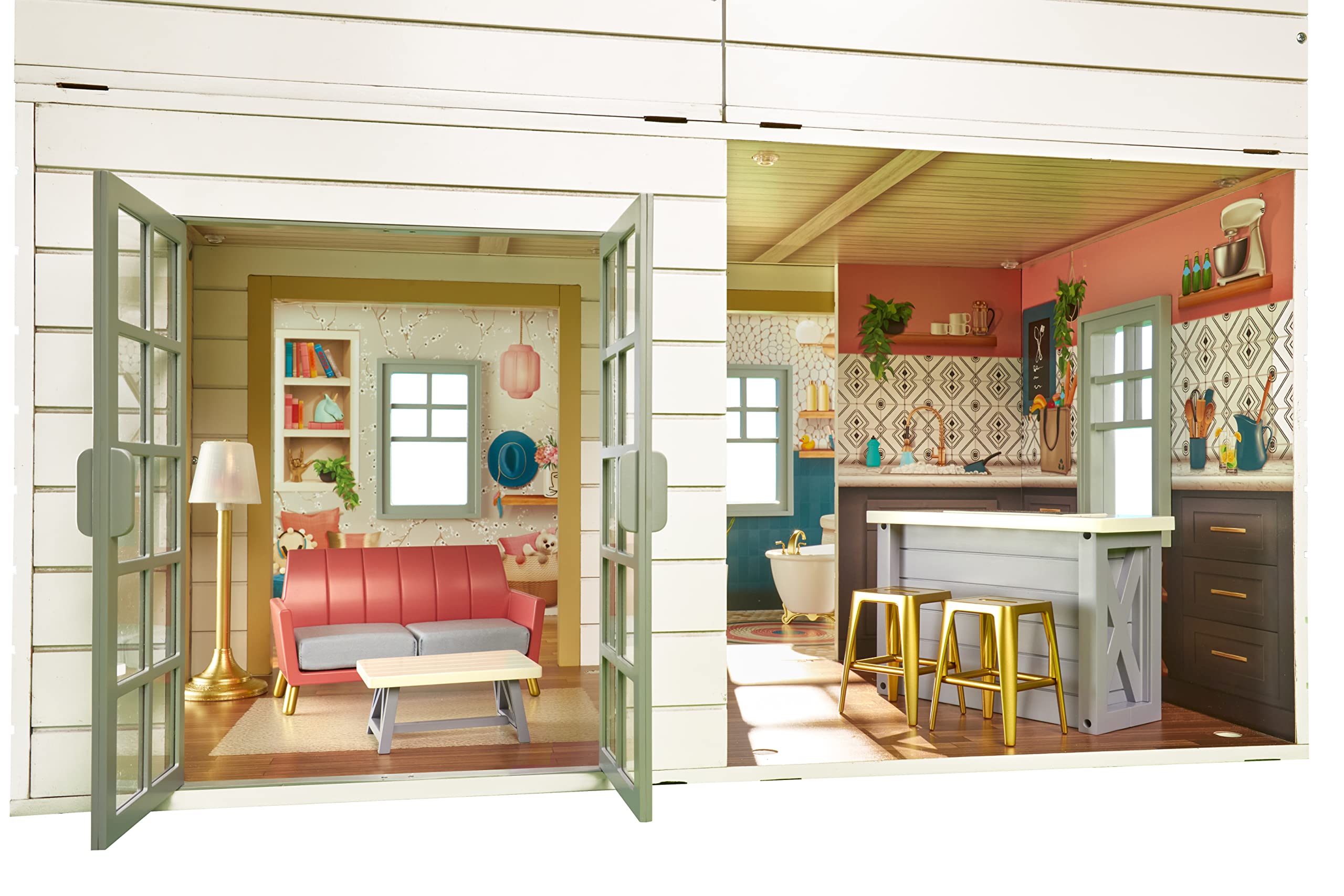 Little Tikes® Real Wood Stack ‘n Style Dollhouse with 14 Accessories