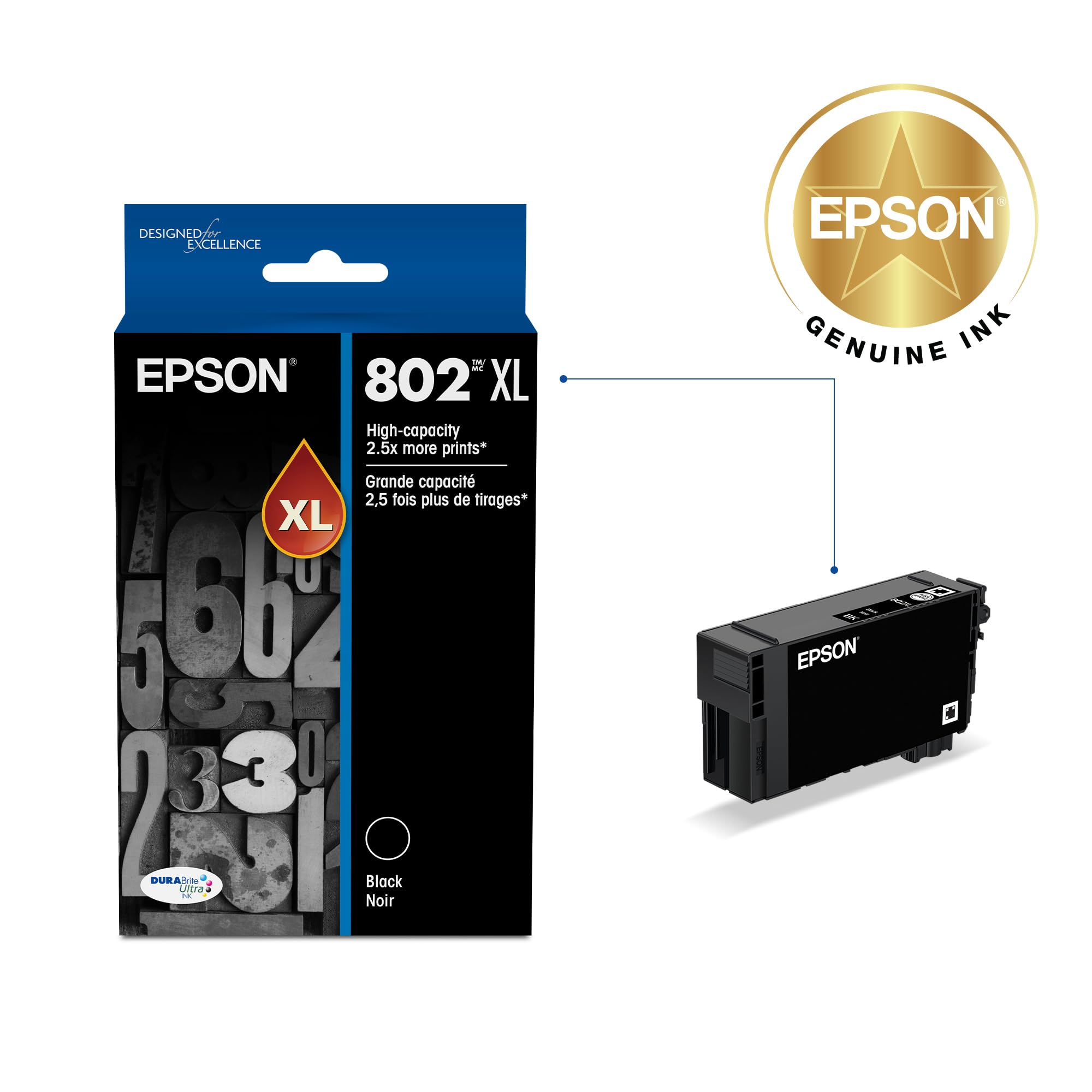 Epson T802XL120 DURABrite Ultra High Capacity Cartridge Ink
