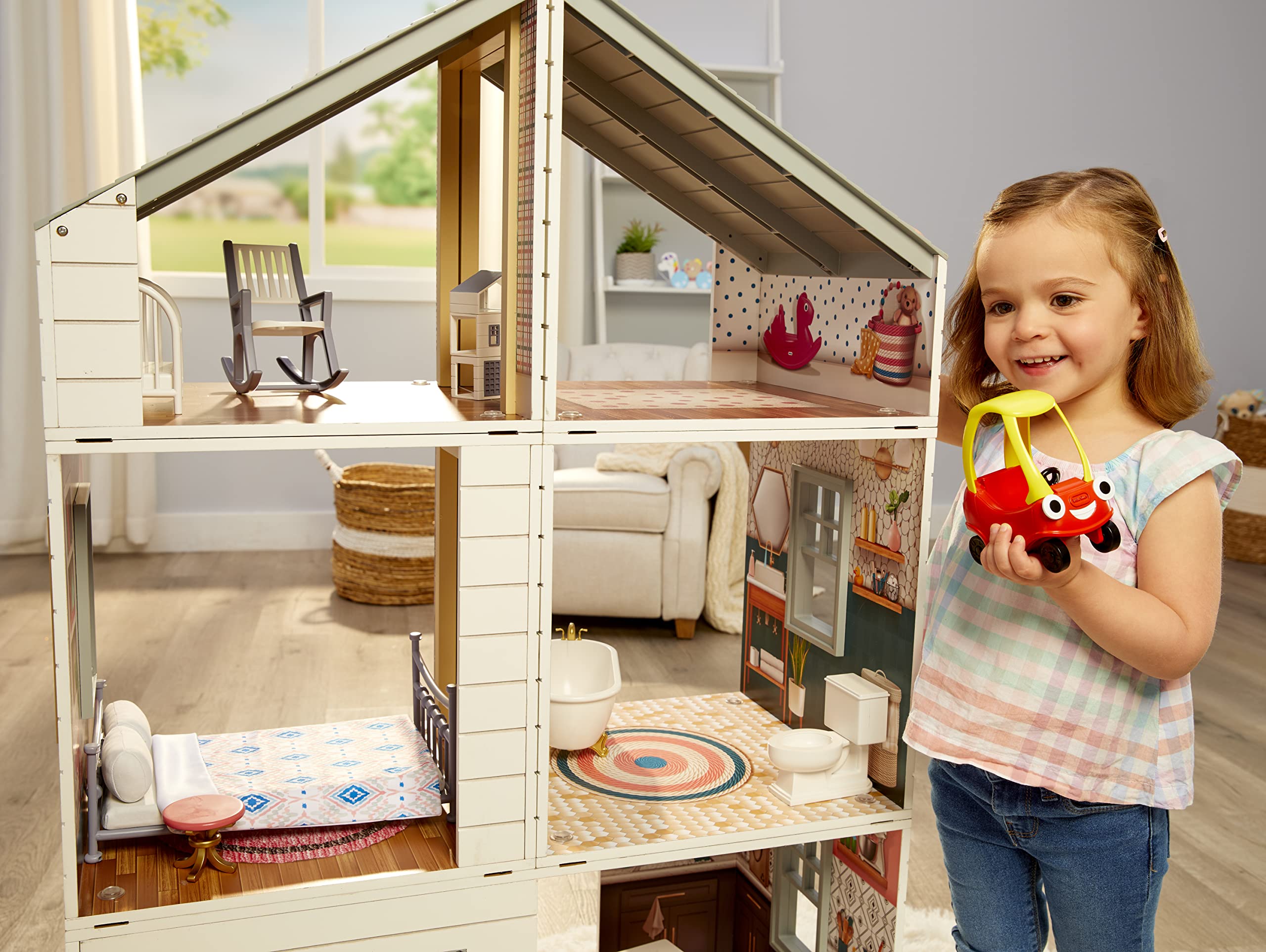 Little Tikes® Real Wood Stack ‘n Style Dollhouse with 14 Accessories