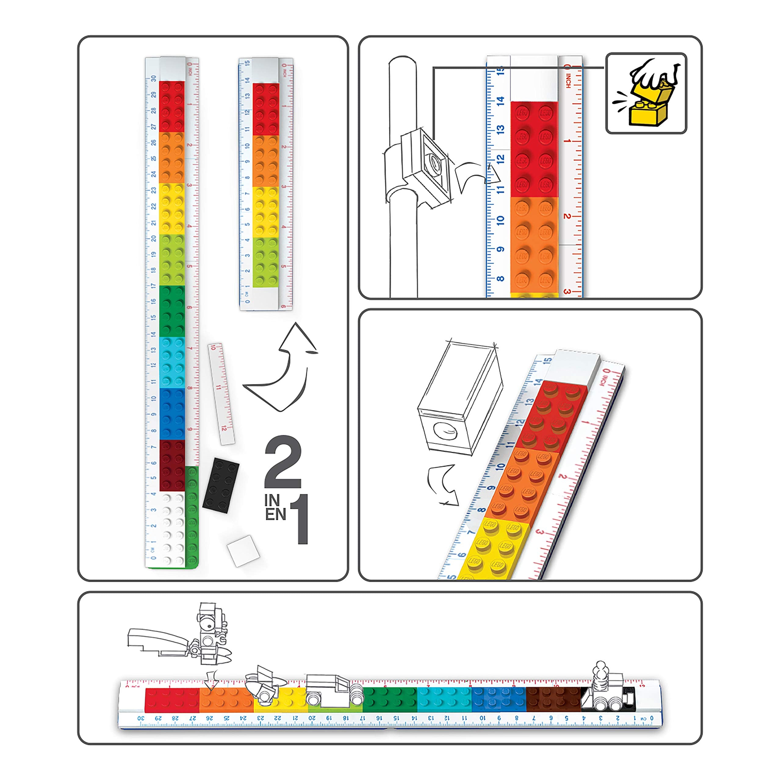 Lego Stationery - Buildable Ruler - 12" (30cm) Ruler with Building Bricks