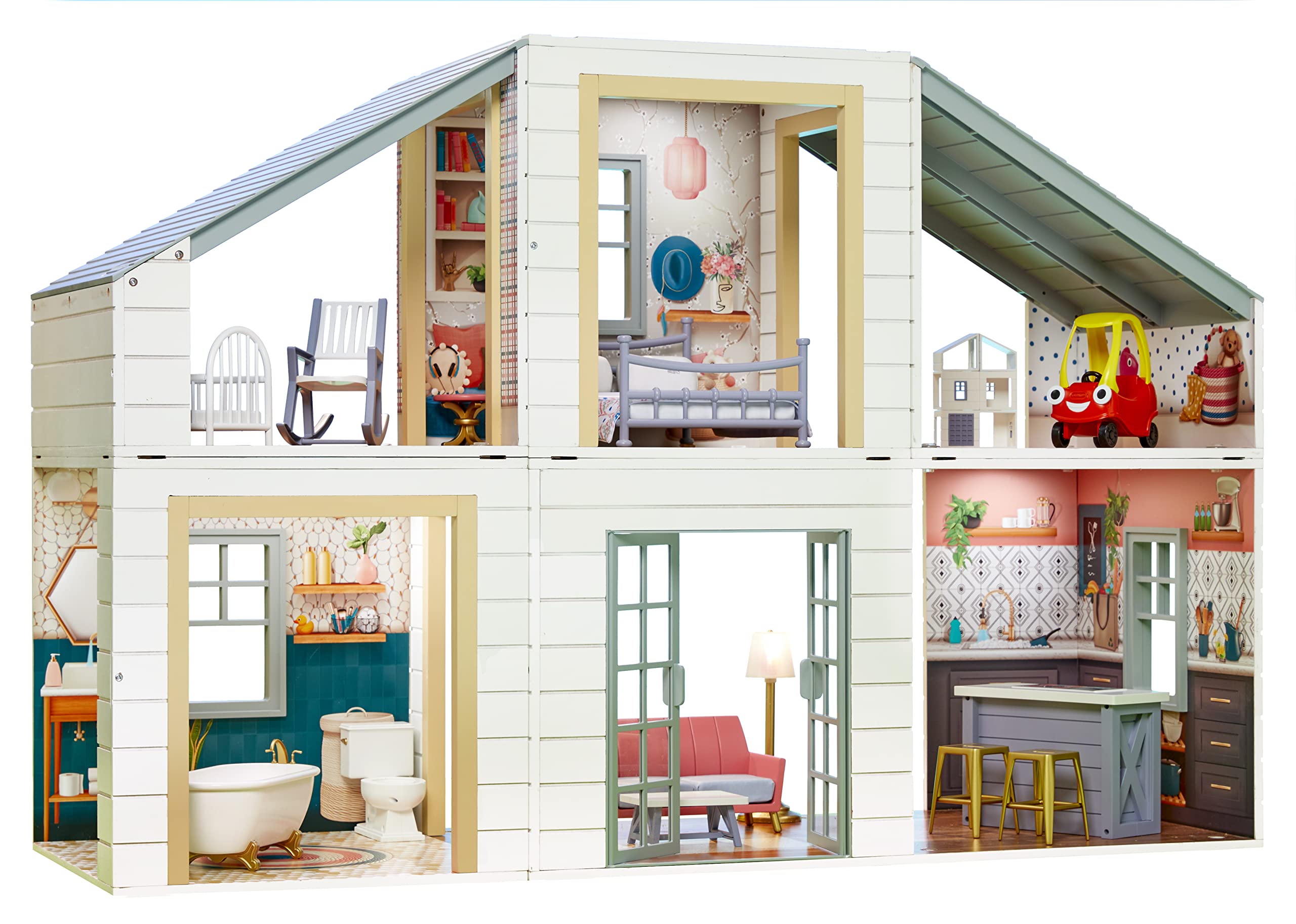 Little Tikes® Real Wood Stack ‘n Style Dollhouse with 14 Accessories