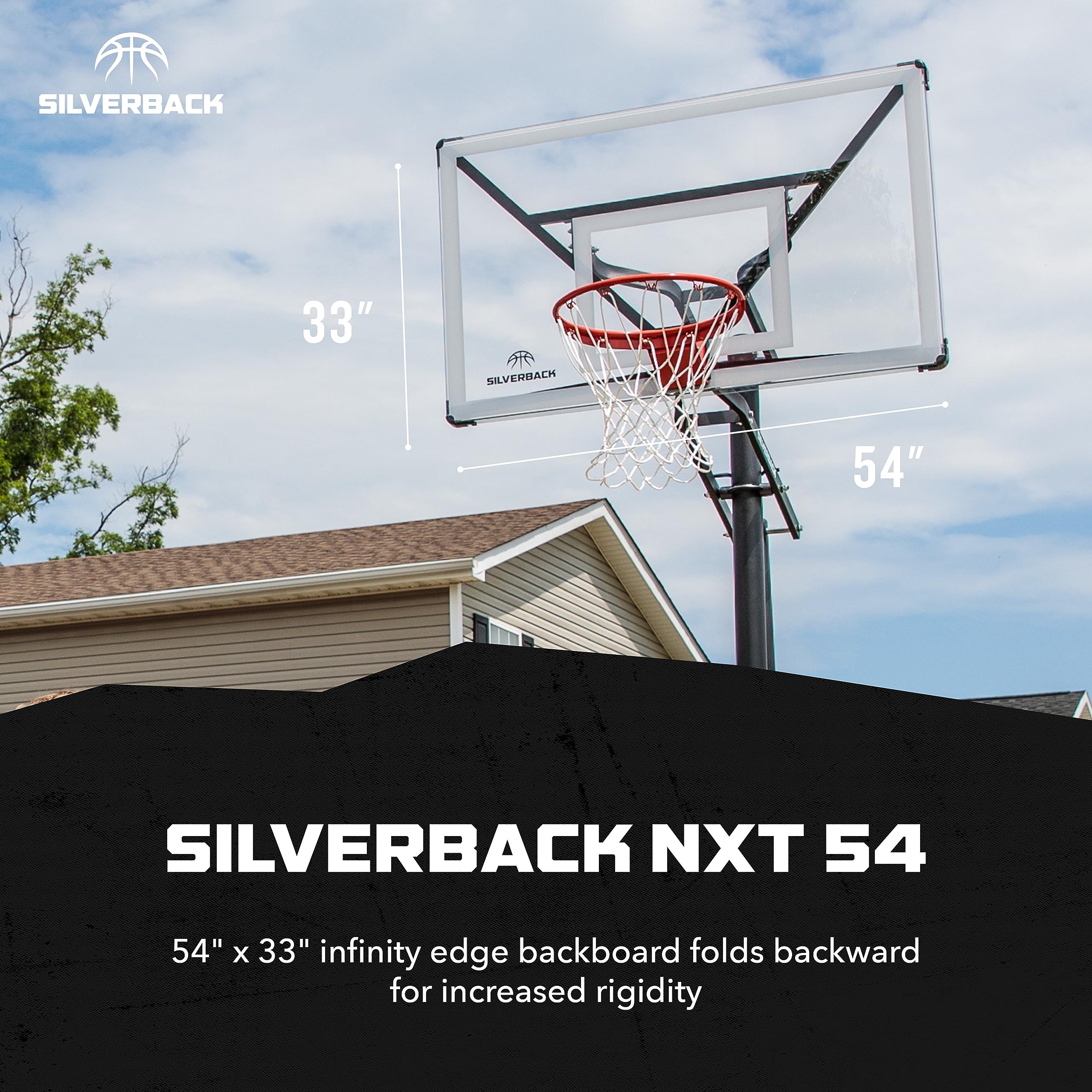 Silverback NXT 54" and NXT 60" In-Ground Basketball Hoops with Adjustable-Height Basketball Goal Backboard and QuickPlay Design