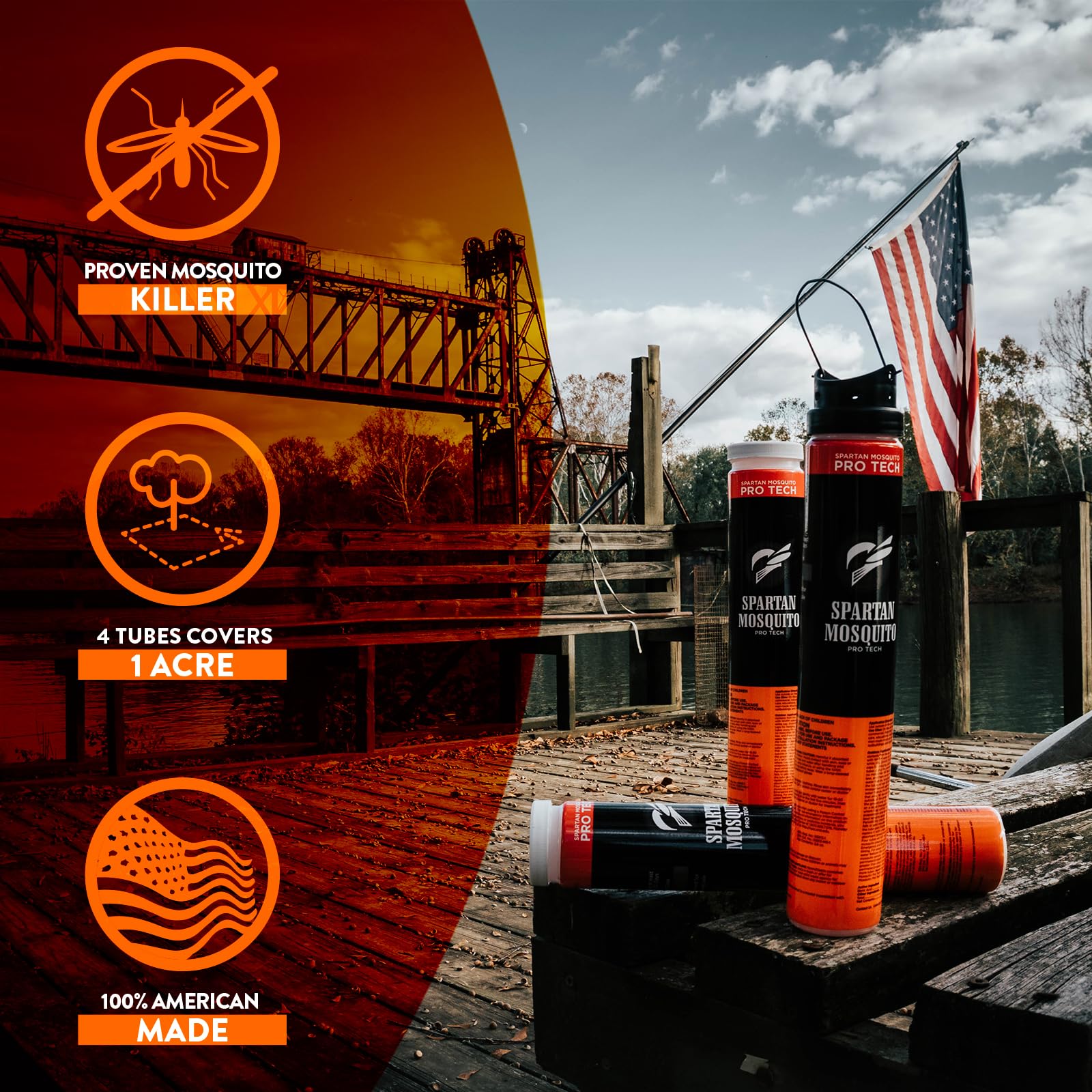 Spartan Mosquito Pro Tech - 1 Acre Pack 4 Tubes (2 Boxes) 100% American Made