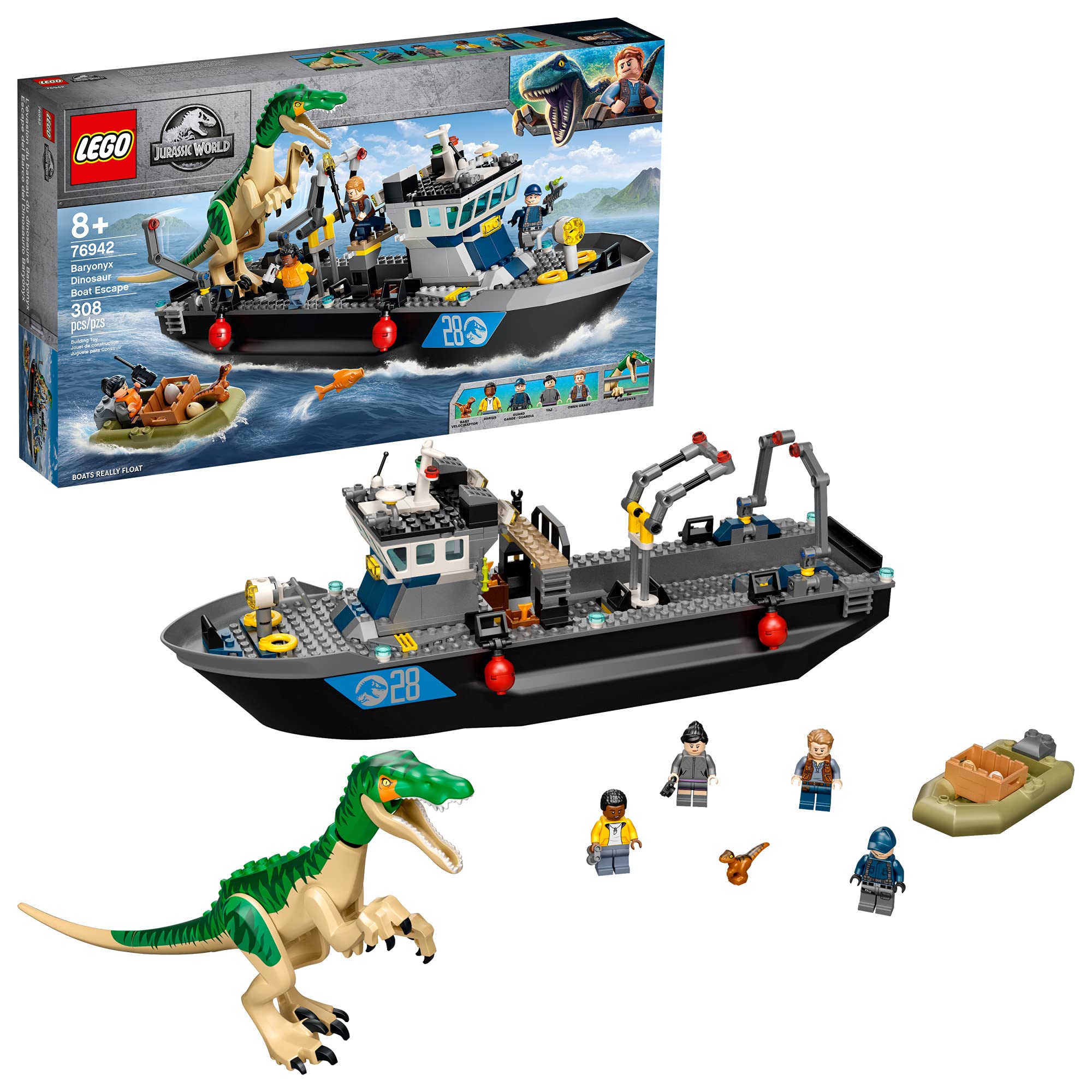 Lego Jurassic World Baryonyx Dinosaur Boat Escape 76942 (308 Pieces)