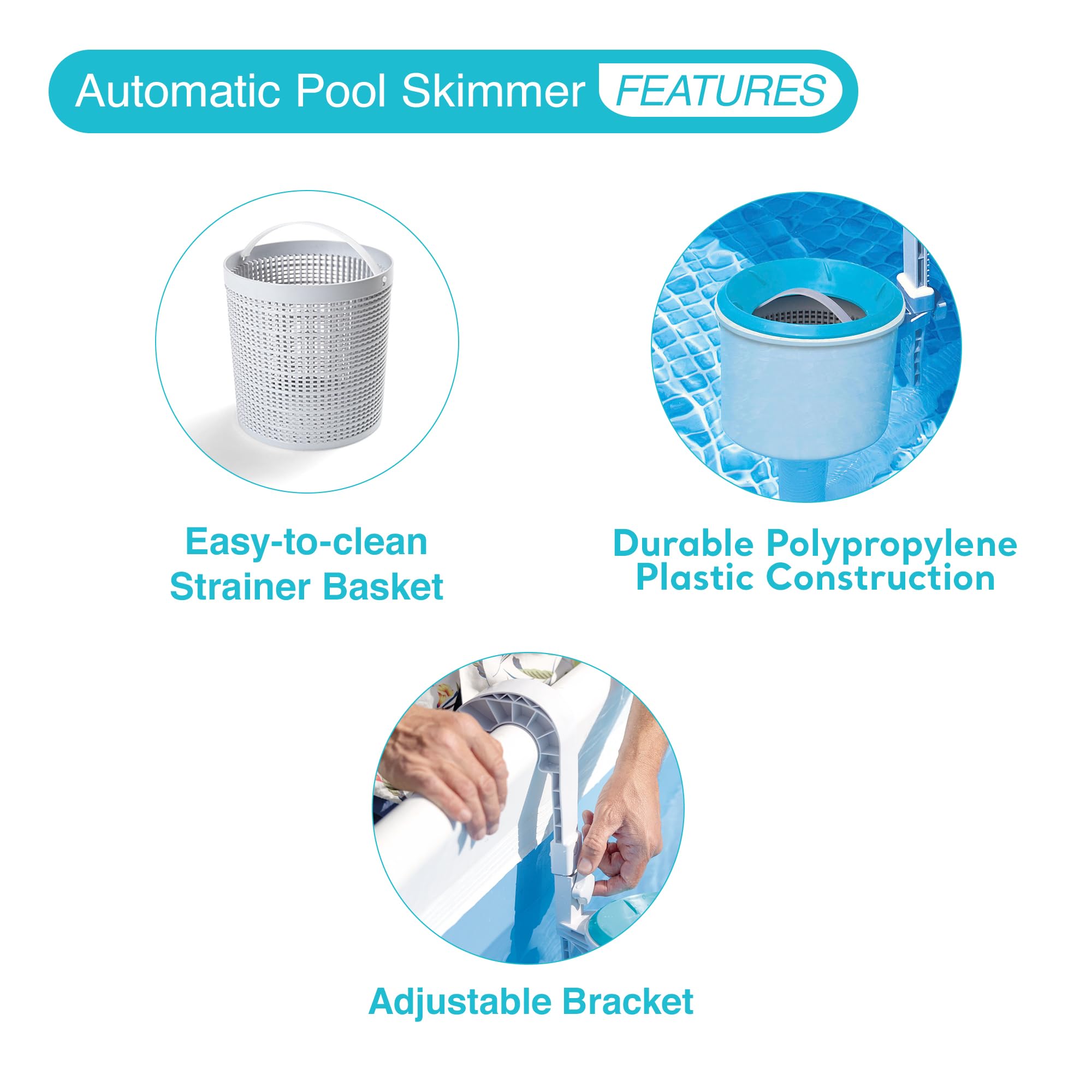 Intex Deluxe Wall Mounted Pool Surface Automatic Skimmer with Removable Strainer