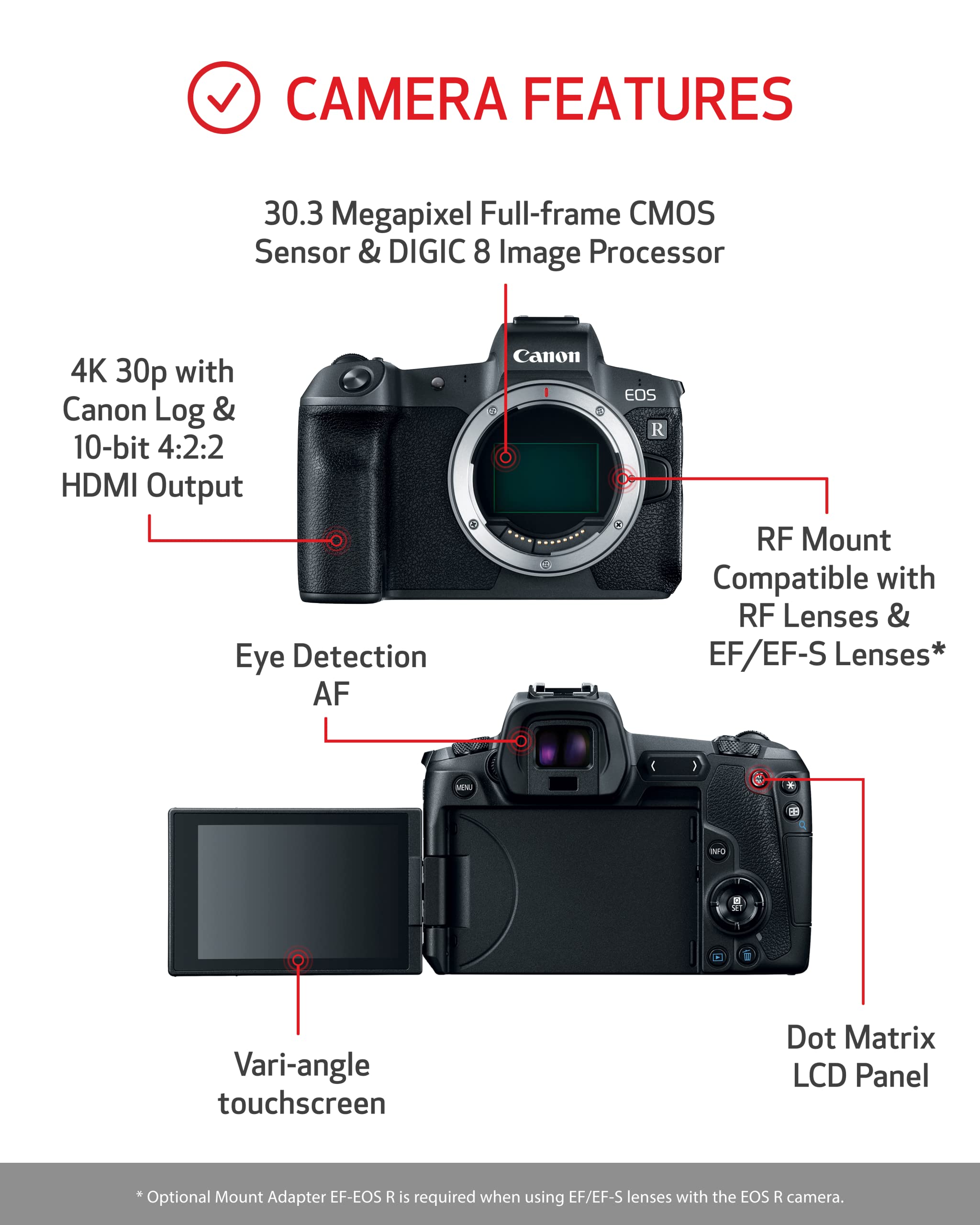 Canon EOS R Mirrorless Digital Camera (Body Only)